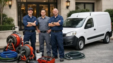 Equipe de desentupidora limpe agora